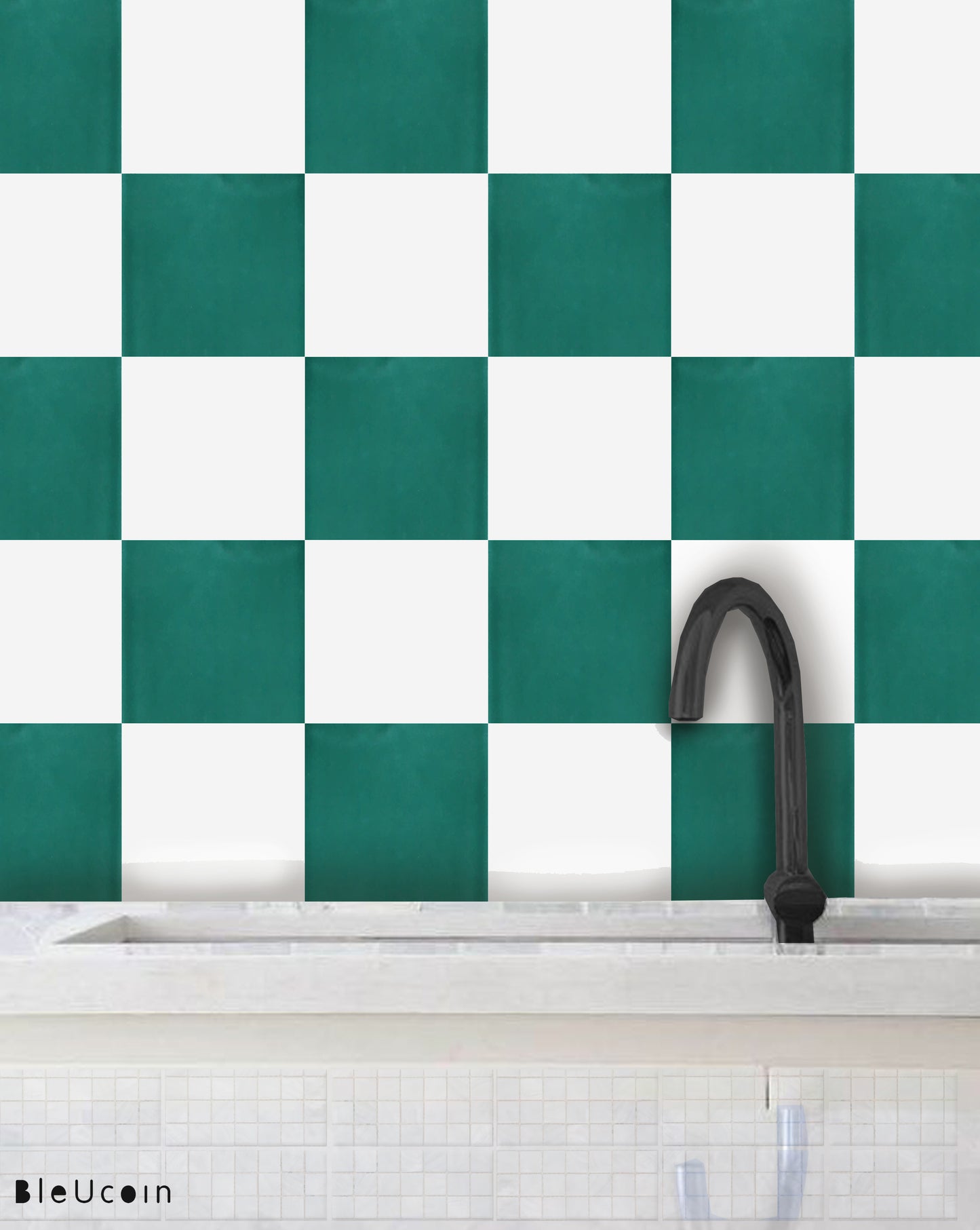 Como & White Checker Peel & Stick Tile