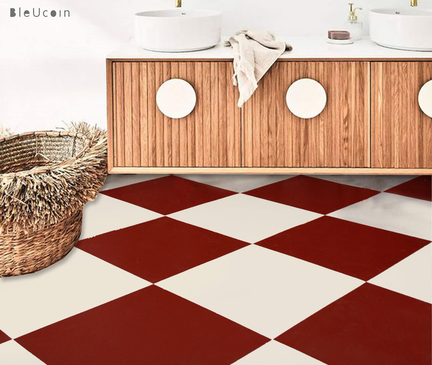 Sangria & off-White Checker Anti Slip Flooring