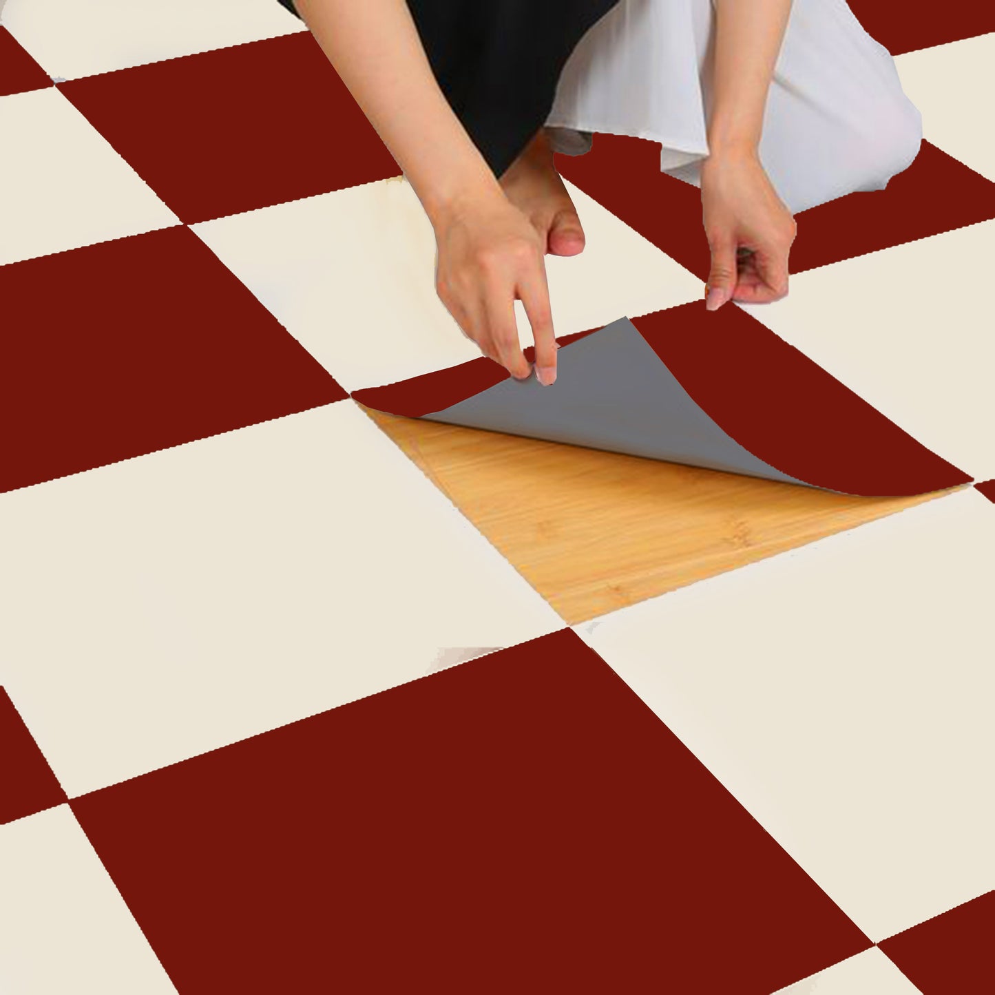 Sangria & off-White Checker Anti Slip Flooring